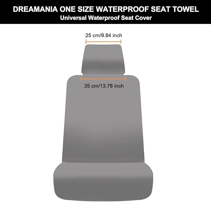 Waterproof Seat Cover, 2pcs Upgraded Sweat Carseat Protector, Perfect for Universal Anti-Slip Car Truck SUV Seat, Ideal for Surfing Yoga Gym Workout, Grey