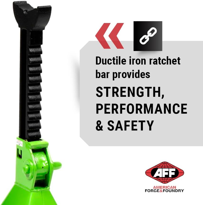 AFF Viking 6 Ton Jack Stand Set - Heavy Duty Ratchet Style Jack Stands - Pair