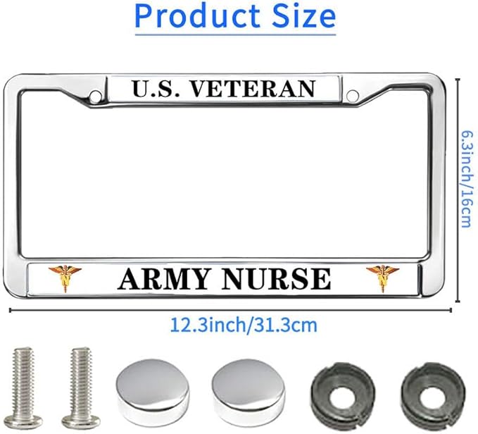 US Veteran Army Nurse License Plate Frame Inspirational Veteran Army Nurse Gifts Rust-Proof License Plate Frame Army Nurse Pride License Plate Frame for Patriotic People