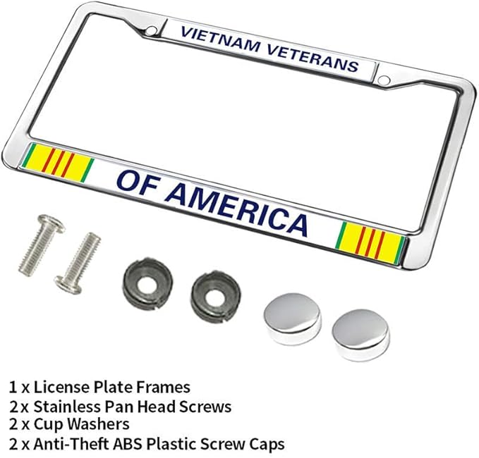 Vietnam Veterans of America License Plate Frame Chrome 2 Holes US Army Vietnam Veteran Car License Plate Frame
