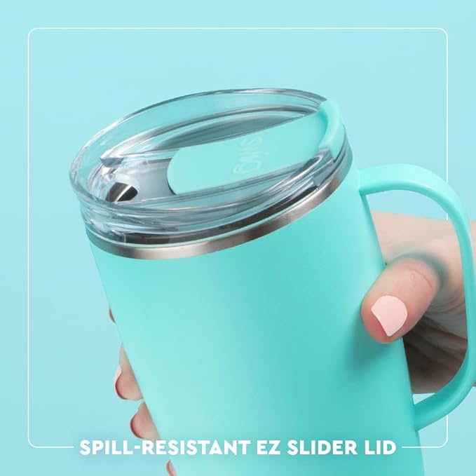 Swig Life 18oz Travel Mug, Insulated Tumbler with Handle and Lid, Cup Holder Friendly, Dishwasher Safe, Stainless Steel, Travel Coffee Cup (Busy Bee)