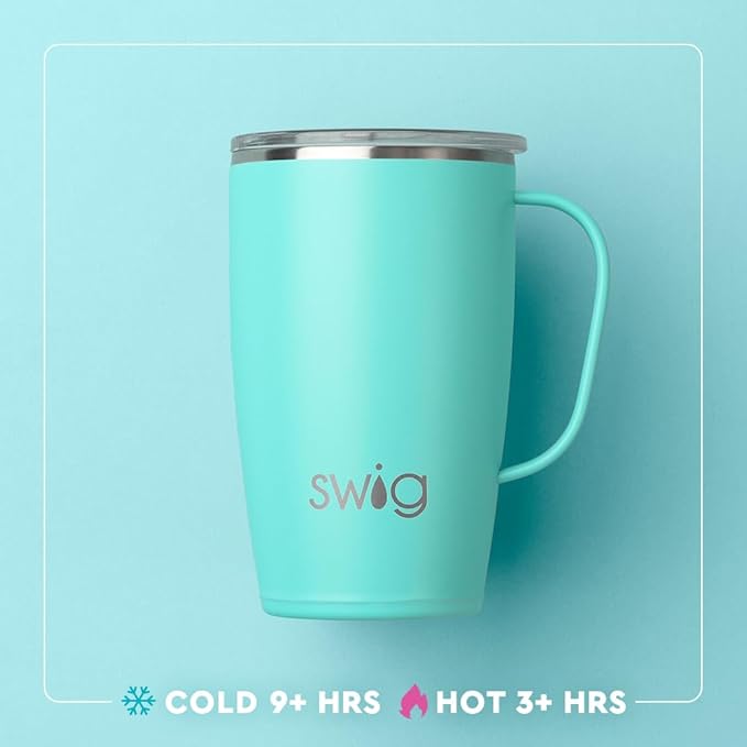 Swig Life 18oz Travel Mug, Insulated Tumbler with Handle and Lid, Cup Holder Friendly, Dishwasher Safe, Stainless Steel, Travel Coffee Cup (Disco Cowgirl)