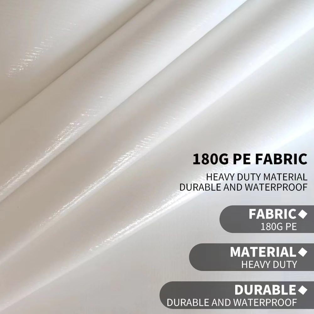 Rutile 10 x 20 FT Carport Replacement Cover, Heavy Duty Car Tarp Canopy Tent Garage Top Shelter With Fabric Leg Pole Skirts and Ball Bungees - White (Only Top Cover, Frame Not Included)