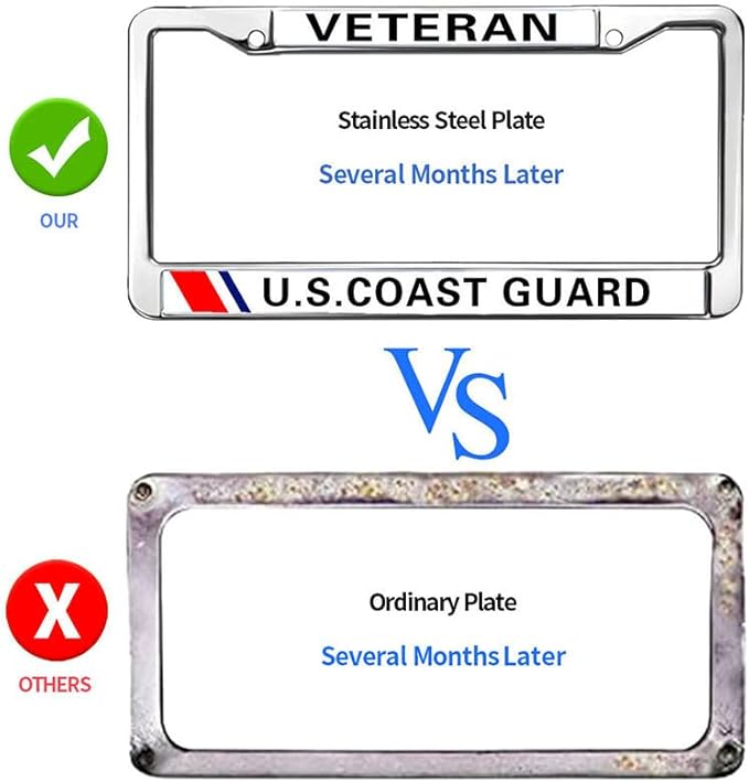 American Flag Pride License Plate Frame Metal US Veteran Support Slim Design License Plate Frame