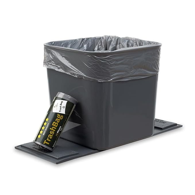 Car Trash Can ??Leakproof 1.4 Gallon Compact Garbage Bin with Stability Flap & Anti-Slip Base | Portable Trash Holder for Cars, Trucks, SUVs, Minivans ??Includes Trash Bags (Grey, Large)