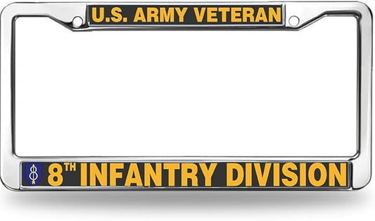 8th Infantry Division Vet License Plate Frame Custom US Army Veteran Rattle-Proof License Plate Frame US Army Infantry Division