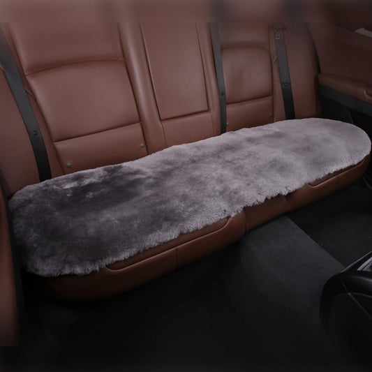 Fluffy Genuine Australia Sheepskin Car Seat Cover for Auto Interior Accessories with Soft Fuzzy Wool Eco-Friendly Natural Fur Non-Slip (Graphite, Back)