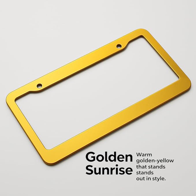 Custom License Plate Frames - Create Your own Personalized License Plate Frame with Text or Graphics, Stylish and Durable Aluminum Frame, fits Standard US 12" x 6" License Plates (Golden Sunrise, 2)