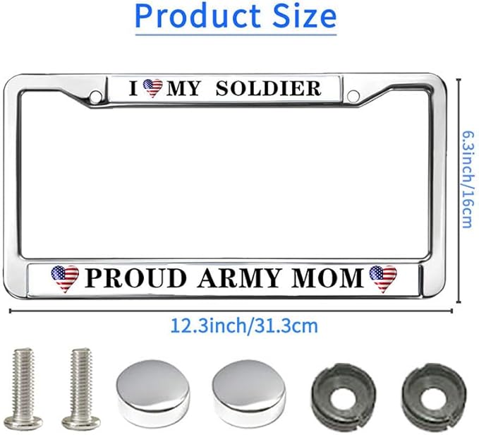 Proud Army Mom License Plate Frame Custom US Army USA Flag Scratch-Resistant License Plate Frame US Army Veteran License Plate Frame for Veterans