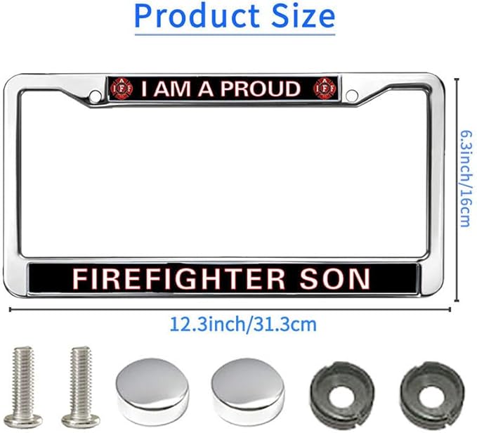 Proud Firefighter Son License Plate Frame Firefighter Superhero Durable License Plate Frame Firefighter Gifts for Men