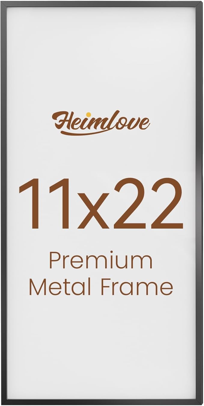 Heimlove 11x22 Metal Newspaper Frame,Black Aluminum Photo Frames-Real Tempered Glass,Wall Gallery Poster Puzzles Artwork frame Mounting Horizontally or Vertically Decor for Wall-1Pack
