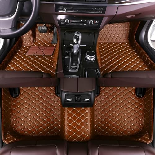Add Personal Touch to Your Vehicle with IMEISH Customizable Logo Text Car Mats for 99% of vehiclesPads Protection Non-Slip Leather Floor Liners (Light Brown)