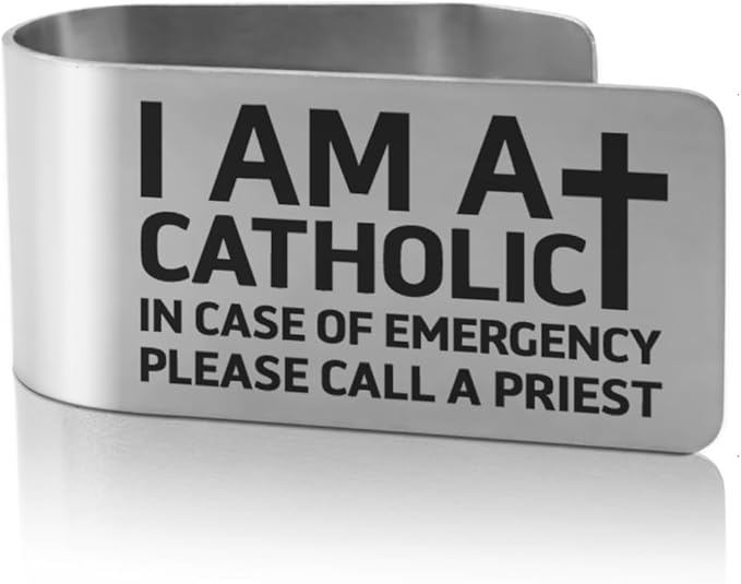 XQLZY I Am A Catholic in Case of Emergency Please Call A Priest Engraved Stainless Steel Car Visors Clip, Call a Priest Emergency Visor Car Accessories, Funny Catholic Visor Clip Gifts for Driver