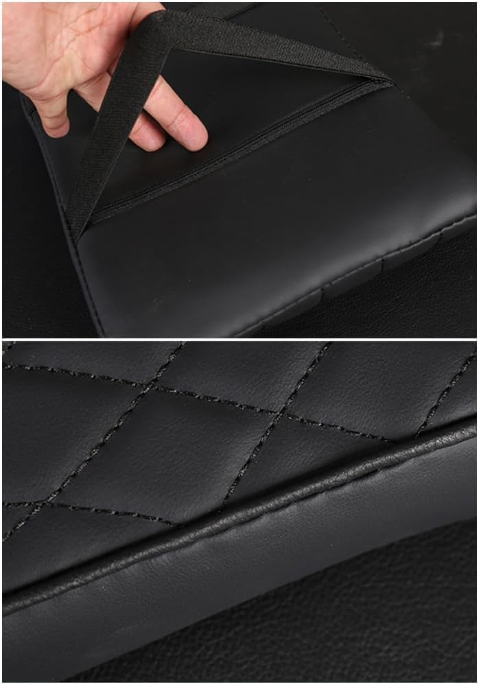 Leather Car Center Console Armrest Mat, for Audi Q5 SUV FY/80A 2017 2018 2019 2020 2021 2022 2023 2024 Car Armrest Box Pad Cover, Waterproof Seat Protector,Black, normal