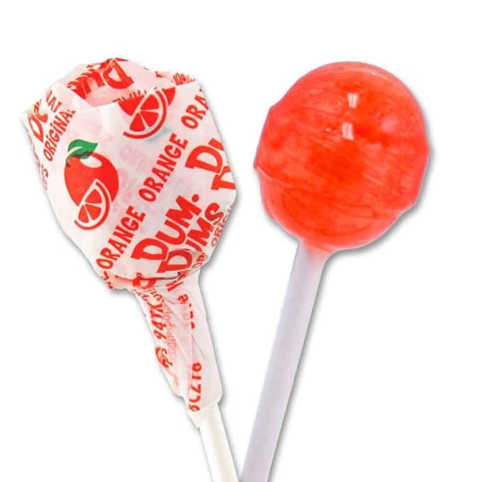 Dum Dums Orange Lollipops - Bulk Candy Bag with Lollipops Individually Wrapped, Single Flavor Gourmet Suckers - 50 Count