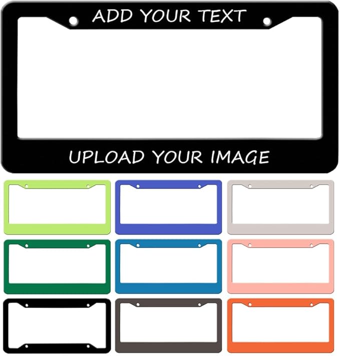 Custom Personalized License Plate Frame,Your Own Text Or Photo Plate Frames for Cars, Customized Design Metal License Plate Holder, Customize Funny Metal Car Accessories License Plate Holder 2 Holes
