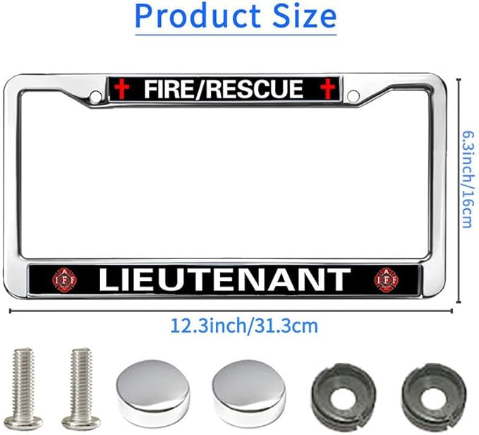 Firefighter Pride License Plate Frame Chrome Fire Rescue Power Anti-Theft License Plate Frame