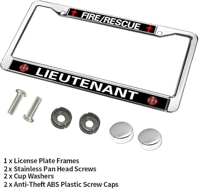 Firefighter Pride License Plate Frame Chrome Fire Rescue Power Anti-Theft License Plate Frame