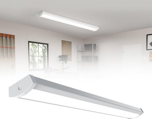 HYPERLITE 4ft LED Wraparound Light 60W,6600LM 4' LED Shop Lights Fixture with 3 Wattages for Garage,4000K Neutral White Wrap Light AC120V, 48inch Led Light Fixtures for for Garage, Office, Kitchen