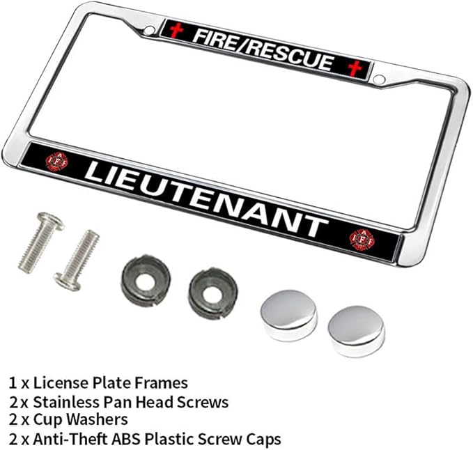 Firefighter Pride License Plate Frame Chrome Fire Rescue Power Anti-Theft License Plate Frame Firefighter Gift License Plate Frame for Firefighter