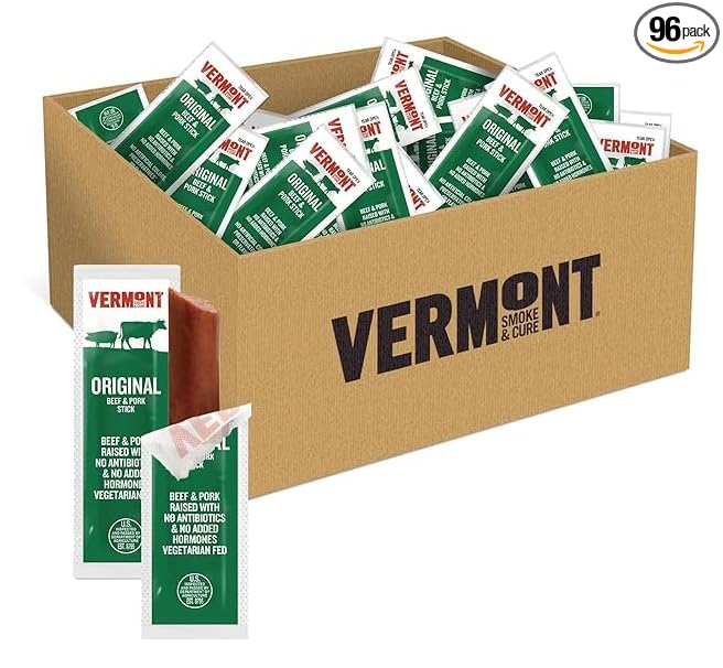 Vermont Smoke & Cure Meat Sticks - Hickory-Smoked Uncured Pork Bacon Sticks Protein Snacks, No Antibiotics or Added Hormones, Hiking Snacks - 0.5 oz, 96 ct