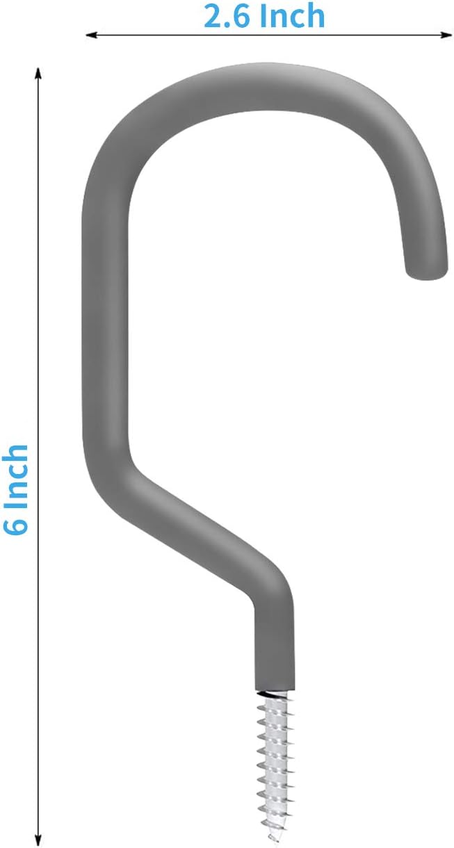 SMARTOLOGY 8 Pack Bike Hanger Storage Hook Rack, Heavy Duty Large Screw in Hooks for Garage Wall and Ceiling Bicycle Storage, Utility Tool Hanger (Gray)