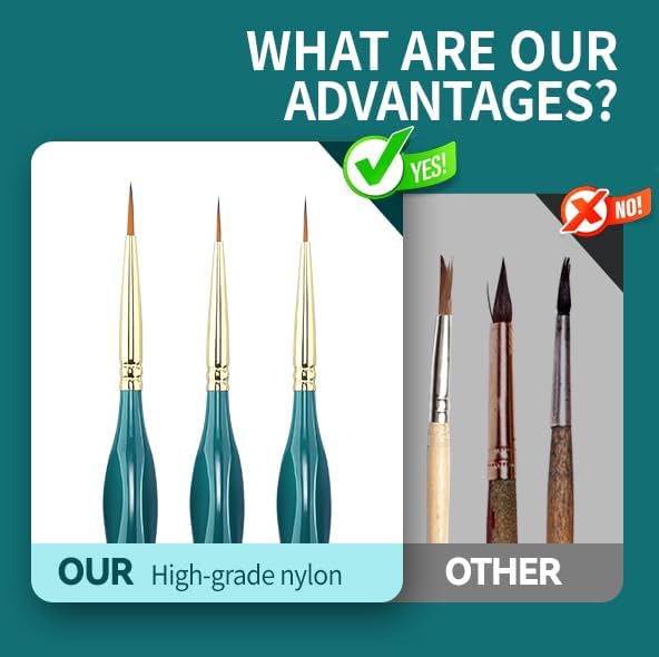 Transon Detail Thin Paint Brush Set 6pcs for Model Minature Craft and Art Painting Green