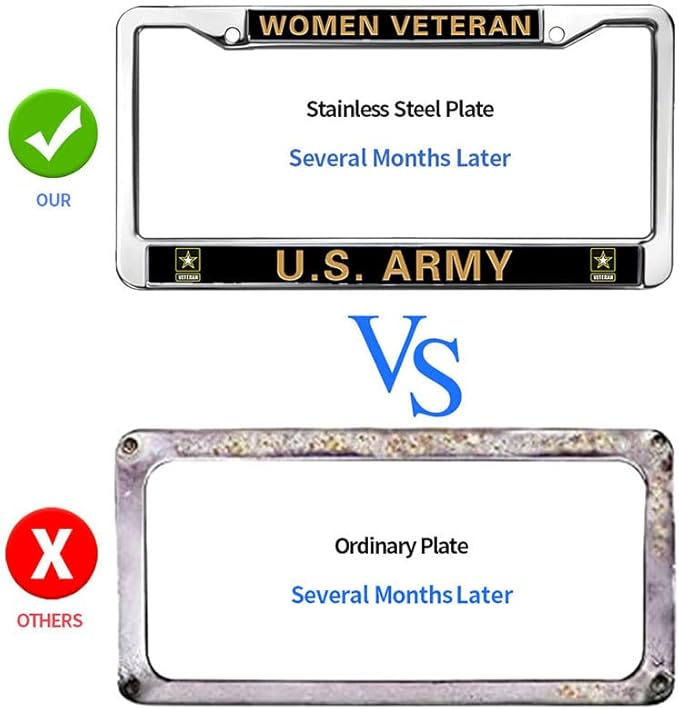 Women Veteran US Army License Plate Frame Military Women Veteran Pride Weather-Proof License Plate Frame US Army Superhero License Plate Frame for Veterans