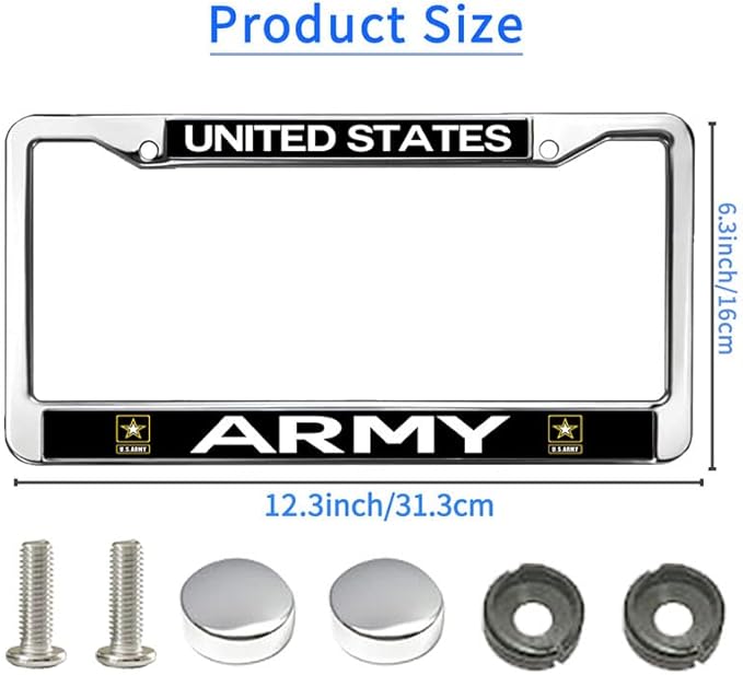 United States Army License Plate Frame for Car Lovers US Veteran Superhero Custom US Army Pride Rust-Proof License Plate Frame