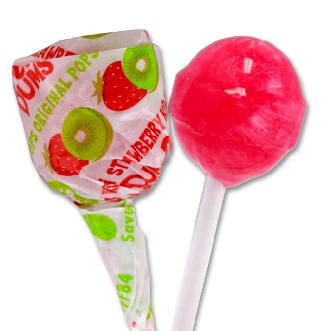 Dum Dums Strawberry Kiwi Lollipops - Bulk Candy Bag with Lollipops Individually Wrapped, Single Flavor Gourmet Suckers - 50 Count