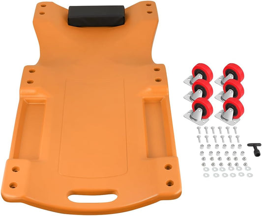 DNA MOTORING 36" L X 17" W x 4.25" H Vehicle Repair Low Profile Automotive Creeper w/Padded Headrest, Orange, TOOLS-00201-OG