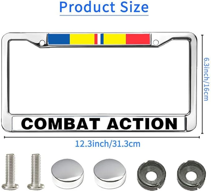 Combat Action Ribbon License Plate Frame Patriotic US Army Blessing Easy Installation License Plate Frame