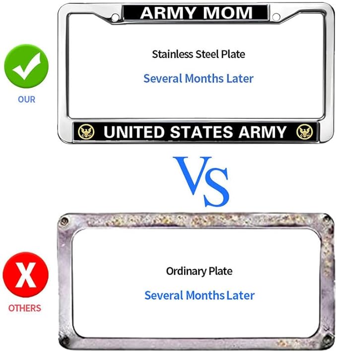 Army Mom Pride License Plate Frame Metal US Army Mom Support Stylish License Plate Frame US Army Heroism License Plate Frame for Veterans