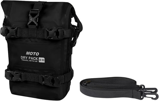 Motorcycle Tail Bag Front Bumper Bag, 10L Roll-top Waterproof Motor Saddle Panniers Luggage Bags for Motorcy-Black(10L)