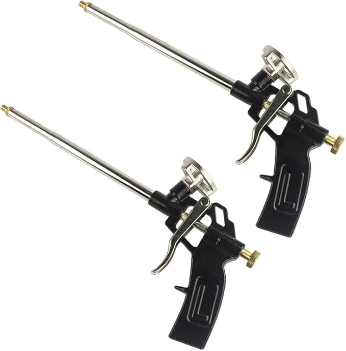 2 Pack Foam Gun, Picowe Foaming Gun Pu Expanding Caulking Gun Metal Body Pro Heavy Duty PU Spray Foam Gun Grade Expanding Spray Application Applicator