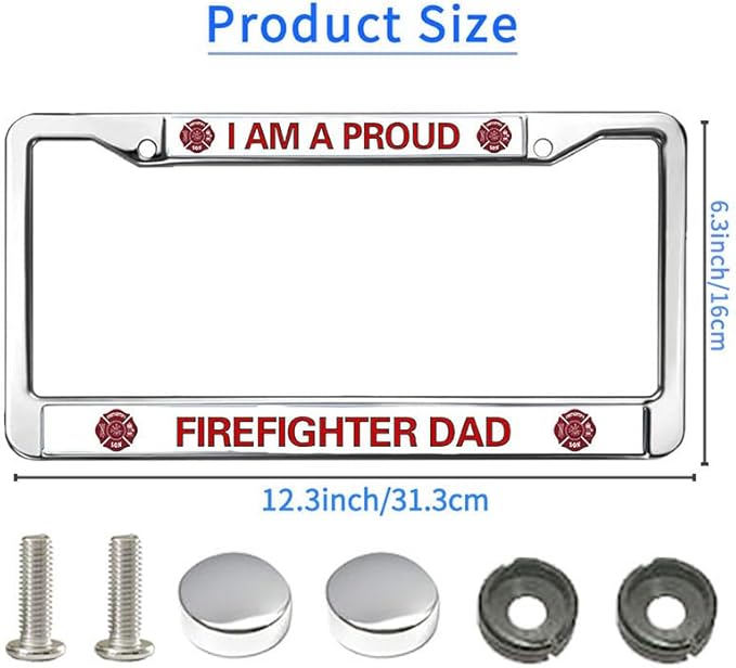 Proud Firefighter Dad License Plate Frame Military Fire Rescue Support Fade-Resistant License Plate Frame Firefighter Superhero License Plate Frame Gifts for Firefighter
