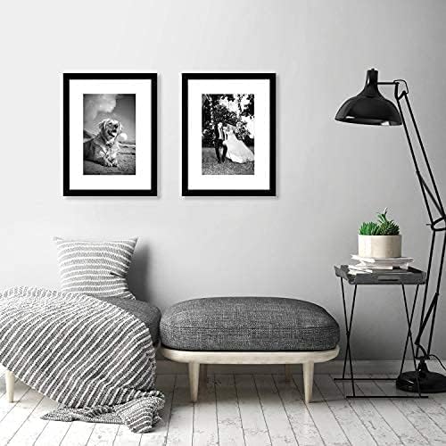 Americanflat 12x16 Picture Frame in Black - Displays 8x12 With Mat or 12x16 Without Mat - Composite Wood with Shatter Resistant Glass - Horizontal and Vertical Formats for Wall (2-Pack)