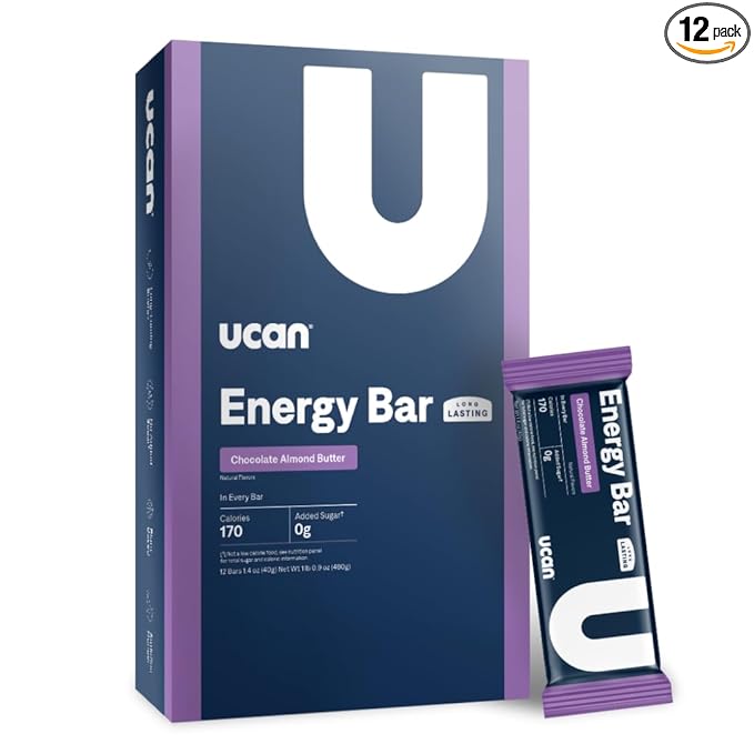UCAN Energy Bars | Low Sugar, Low Calories | Gut Friendly, Caffeine-Free, Vegan, Non-GMO, No Soy, Keto Friendly | Running, Cycling, Fitness, Pre & Post Workout | Chocolate Almond Butter 12 Count