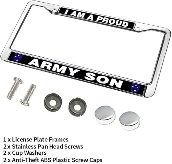 Proud Army Son License Plate Frame US Army Pride Rust-Proof License Plate Frame United States Army License Plate Frame for Veterans