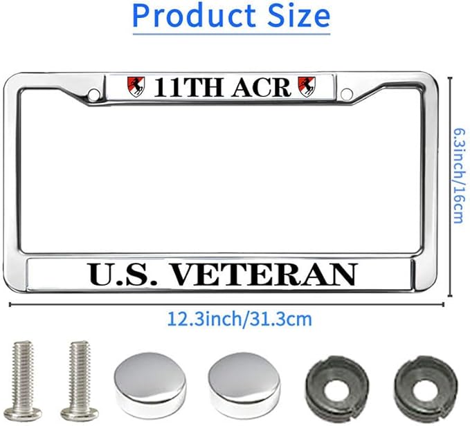 11th ACR US Veteran License Plate Frame Metal Armored Cavalry Army Fade Resistant License Plate Frame