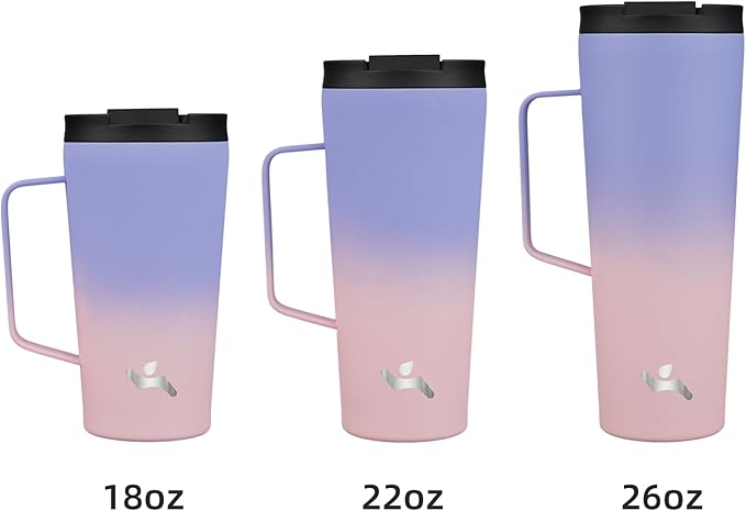 Insulated Tumbler with Handle and Straw, 22 OZ Travel Coffee Mug Stainless Steel Cup Metal Water Bottle,Pastel Sunset