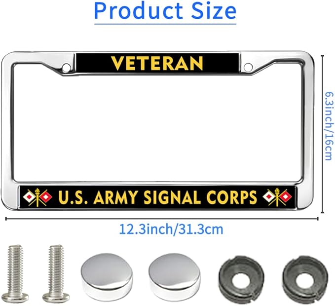 US Army Signal Pride License Plate Frame for Father’s Day Signal Corps Army License Plate Frame Inspirational Proud