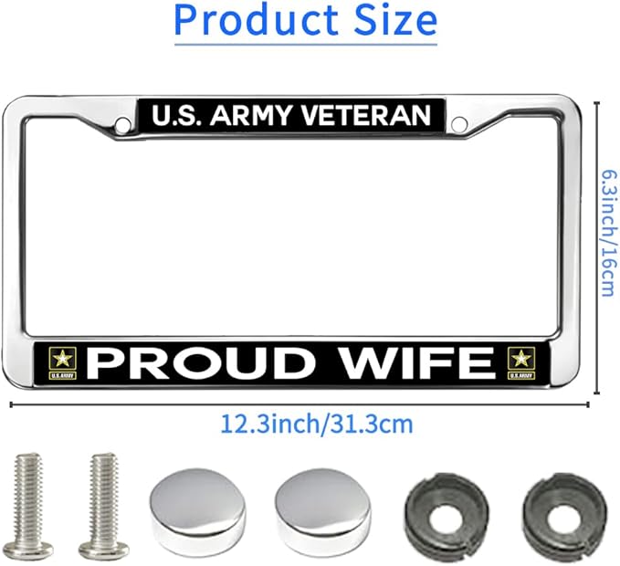 Proud Veteran Army Wife License Plate Frame for Car Lovers Retired Army Pride License Plate Frame American Flag