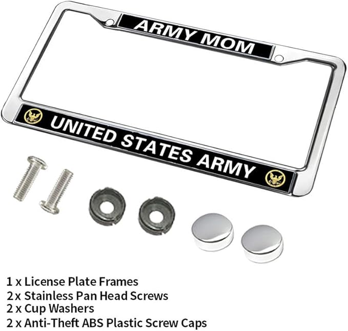 Army Mom Pride License Plate Frame Metal US Army Mom Support Stylish License Plate Frame US Army Heroism License Plate Frame for Veterans