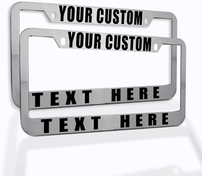 Speedy Pros Funny License Plate Frame Custom Personalized Text Zinc Cute Car Accessories License Plate Holder Chrome 2 Holes Set of 2