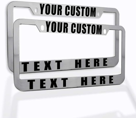 Speedy Pros Funny License Plate Frame Custom Personalized Text Zinc Cute Car Accessories License Plate Holder Chrome 2 Holes Set of 2