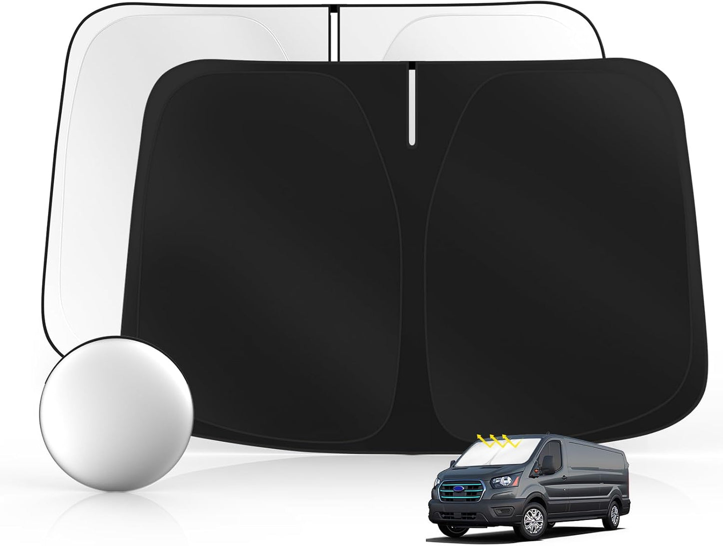 Windshield Sun Shade for Ford E-Transit 2022-2025 2026 Foldable Sunshade Custom Fit Front Window Car Interior Accessories Protector Blocks UV Rays