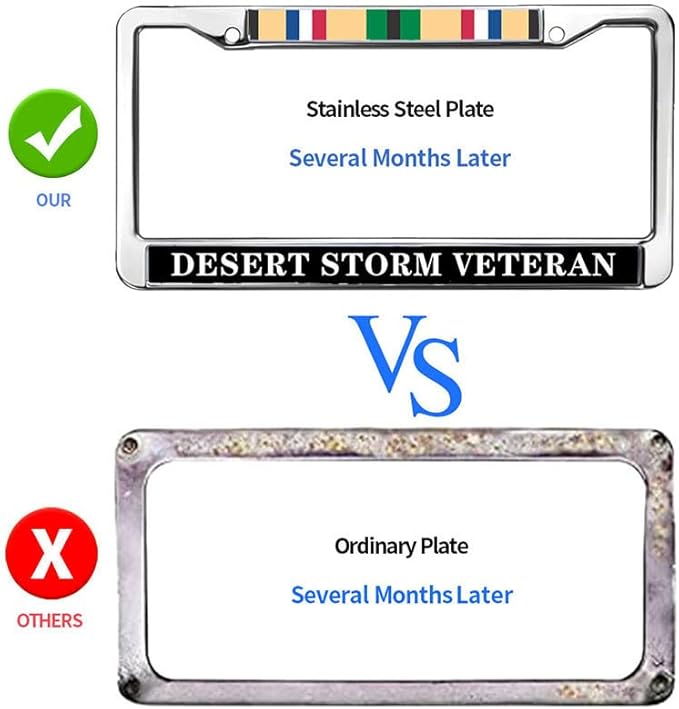 Desert Storm Veteran License Plate Frame Custom US Veteran Support Weather Proof License Plate Frame