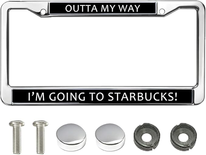 Coffee Love Pride License Plate Frame, Coffee Lover Gifts Weather-Proof License Plate Frame with Chrome Screw Caps, US Standard Size