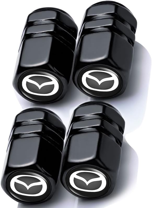 4Pcs Metal Car Tire Valve Stem Caps Compatible with Mazda M2 M3 M5 M6 MX5 RX7 RX8 A8 CX9 MX6 R3 CX-5 CX-7 CX-8, Car Tire Air Caps Cover,Easy-Grip Anti-Corrosion Alloy Leak-Proof Tire Accessories